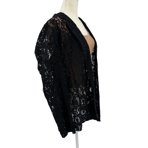 Apt 9 Jacket Black Lace Floral Womens L Open Front Sheer Long Sleeve Evening NWT - Picture 2 of 9